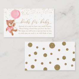 Tarjeta De Recepción Oso de peluche rosa con globos para bebé
