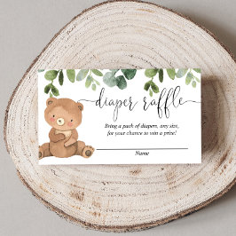 Tarjeta De Recepción Oso de peluche verde eucalipto rifa de pañales
