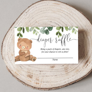 Tarjeta De Recepción Oso de peluche verde eucalipto rifa de pañales