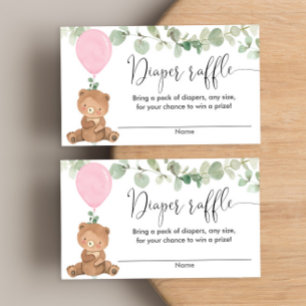 Tarjeta De Recepción Oso de peluche verde rosa chica ducha rifa de paña