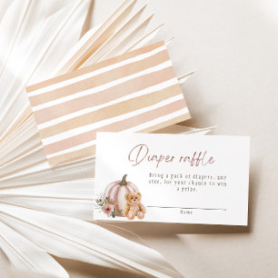 Tarjeta De Recepción Oso de peluche y pañal de calabaza Raffle