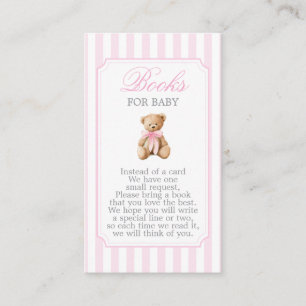 Tarjeta De Recepción Oso de rayas rosadas, libros para bebé, regalo par