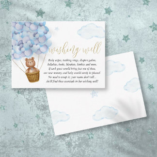 Tarjeta De Recepción Oso de regalo Teddy Bear Azul Niño Baby Shower