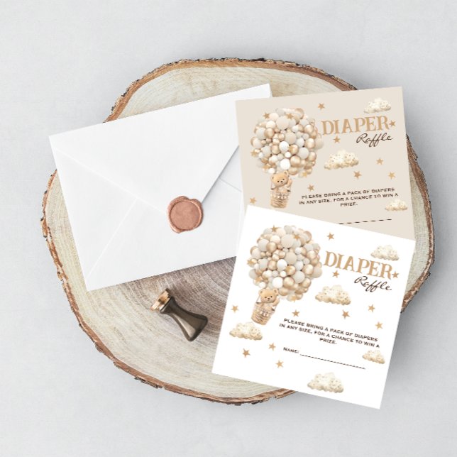 Tarjeta De Recepción Oso De Teddy Con Balones Neutros Raffle Diaper (Subido por el creador)