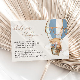 Tarjeta De Recepción Oso De Teddy, Globo De Aire Caliente Azul, Libros