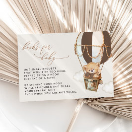 Tarjeta De Recepción Oso De Teddy, Globo De Aire Caliente Marrón, Libro