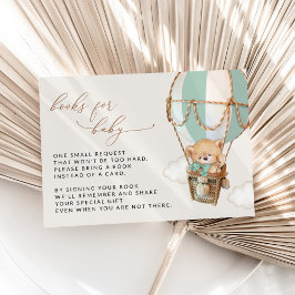 Tarjeta De Recepción Oso De Teddy, Globo De Aire Caliente Verde, Libros