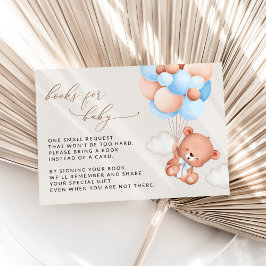 Tarjeta De Recepción Oso De Teddy, Globos Azules, Libros Para Bebés