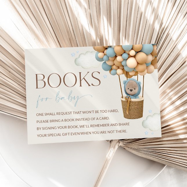 Tarjeta De Recepción Oso De Teddy, Globos Azules, Libros Para Bebés (Subido por el creador)