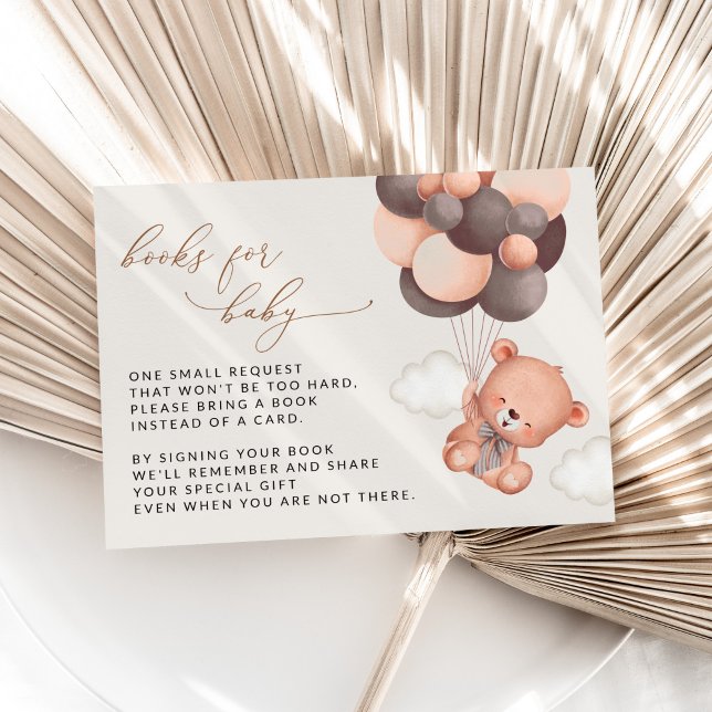 Tarjeta De Recepción Oso De Teddy, Globos Marrones, Libros Para Bebés (Subido por el creador)