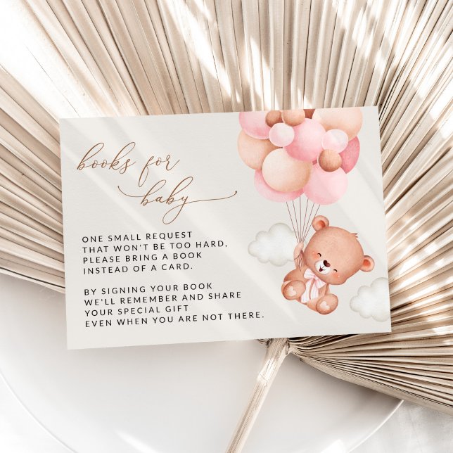 Tarjeta De Recepción Oso De Teddy, Globos Rosados, Libros Para Bebés (Subido por el creador)