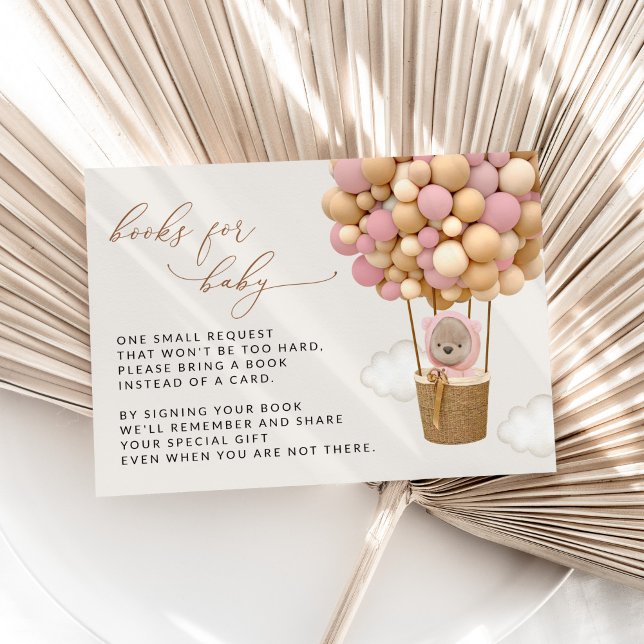 Tarjeta De Recepción Oso De Teddy, Globos Rosados, Libros Para Bebés (Subido por el creador)