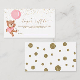 Tarjeta De Recepción Oso De Teddy Rosado Con Billete De Raffé De Globo