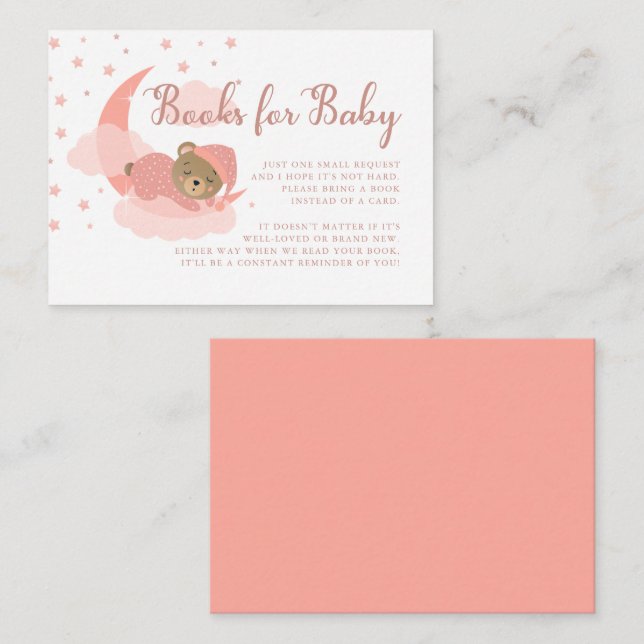 Tarjeta De Recepción Oso Durmiente Sobre Los Libros De La Luna Para El  (Anverso / Reverso)