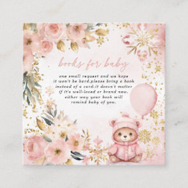 Tarjeta De Recepción Oso Floral de oro rosa: Libros de Baby Shower para