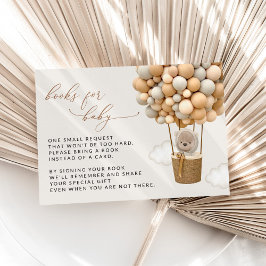 Tarjeta De Recepción Oso, Globos Beige, Libros De Baby Shower Para Bebé