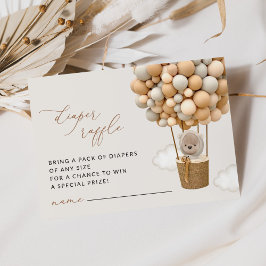Tarjeta De Recepción Oso, globos beige, pañal Baby Shower