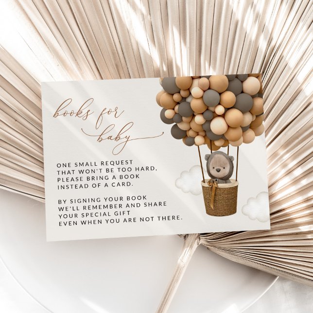Tarjeta De Recepción Oso, Globos Marrones, Libros Baby Shower Para Bebé (Subido por el creador)