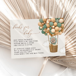 Tarjeta De Recepción Oso, Globos Verdes, Libros Baby Shower Para Bebés