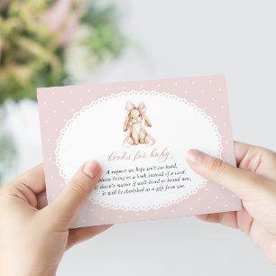 Tarjeta De Recepción Oso Lindo, Lazo, Lunares Rosados, Libros Para Bebé
