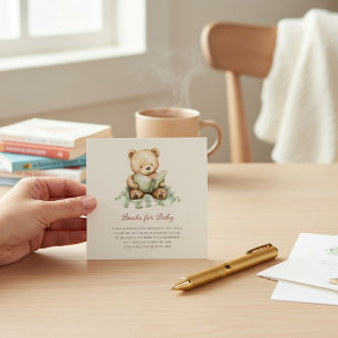 Tarjeta De Recepción Oso Lindo Leyendo Libro Solicitud de Libro para Ba