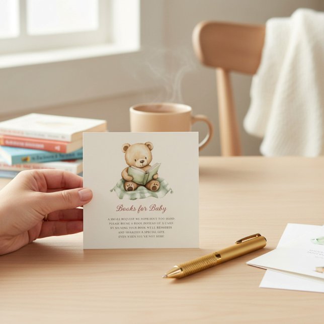 Tarjeta De Recepción Oso Lindo Leyendo Libro Solicitud de Libro para Ba (Subido por el creador)
