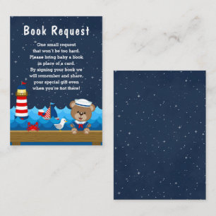 Tarjeta De Recepción Oso Marinero Náutico Rojo y Azul Solicitud de Libr