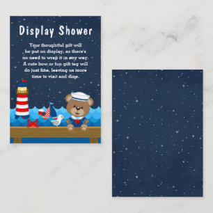 Tarjeta De Recepción Oso Niño Náutico Rojo y Azul Display Ducha