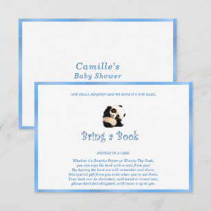 Tarjeta De Recepción Oso Panda Azul Trae un Libro