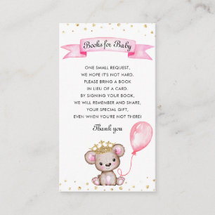 Tarjeta De Recepción Oso rosado de libros de Baby Shower para bebé