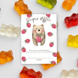 Tarjeta De Recepción Oso y frambuesas - rifa de pañales