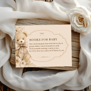Tarjeta De Recepción Osos de peluche beige elegantes Libros para bebé