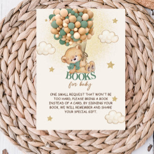 Tarjeta De Recepción Osos Verdes Globos Libros para Bebé