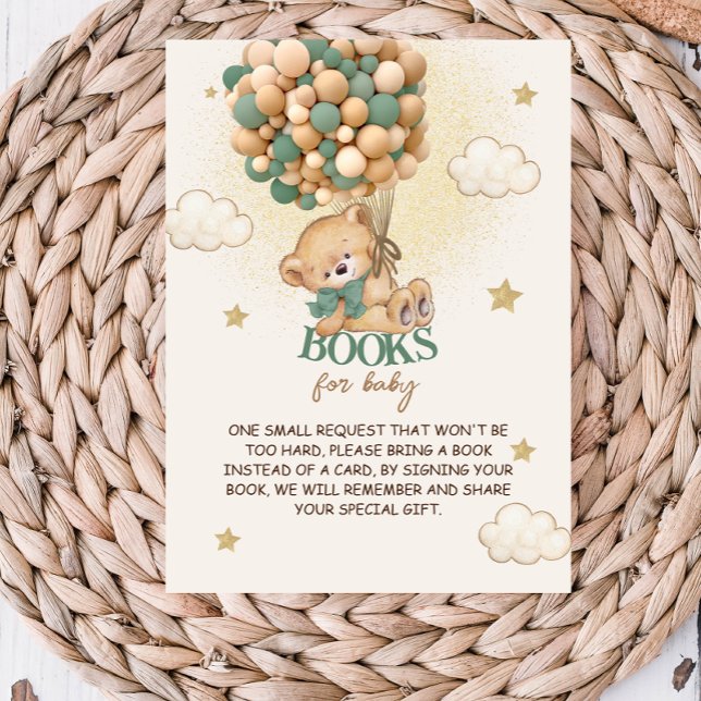 Tarjeta De Recepción Osos Verdes Globos Libros para Bebé (Subido por el creador)