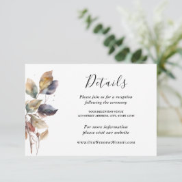 Tarjeta De Recepción Otoño Azul Oro Rojo Salto Agua Boda