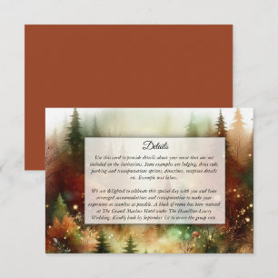 Tarjeta De Recepción Otoño Brillante en la Boda del Bosque Encantado