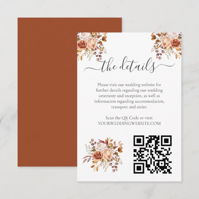 Tarjeta De Recepción Otoño deja al país ruso Boho Boda (Anverso / Reverso)