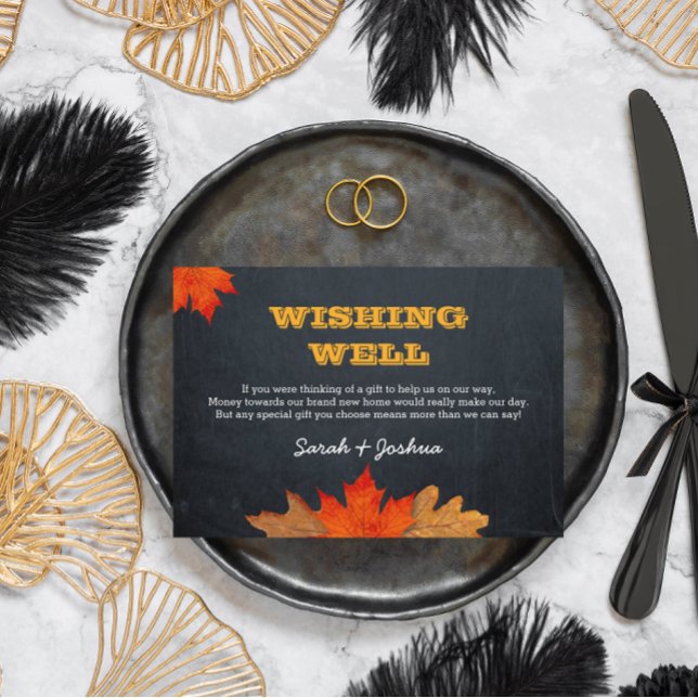 Tarjeta De Recepción Otoño Deja Bien Al Boda De Chalkboard (Subido por el creador)