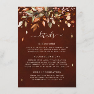 Tarjeta De Recepción Otoño deja detalles de boda rústica por campo