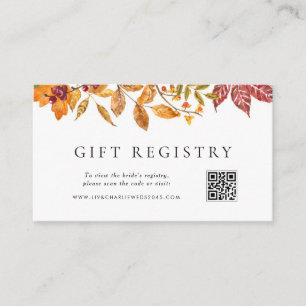 Tarjeta De Recepción Otoño deja registro de código QR de la ducha de no