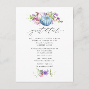 Tarjeta De Recepción Otoño - Detalles del invitado del Boda floral otoñ