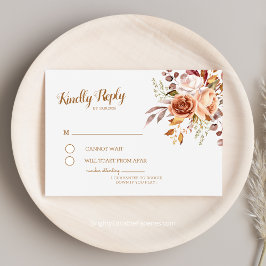 Tarjeta De Recepción Otoño Elegancia Terracota Dahlia Acuarela RSVP