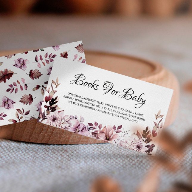 Tarjeta De Recepción Otoño Elegante Flores Púrpura Libros Para Bebé (Subido por el creador)