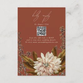 Tarjeta De Recepción Otoño Floral Terracotta Boda otoño Código QR