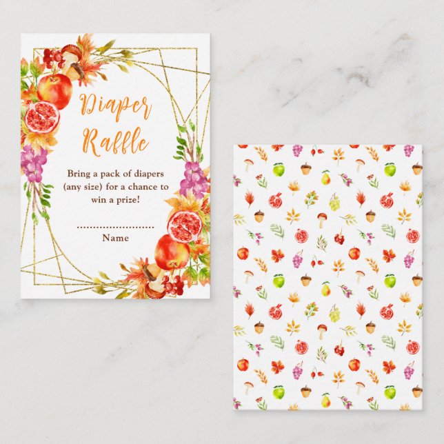 Tarjeta De Recepción Otoño otoño cosecha Baby Shower Diaper Raffle (Anverso / Reverso)