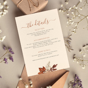 Tarjeta De Recepción Otoño otoño el boho deja los detalles del boda mar