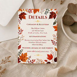 Tarjeta De Recepción Otoño Rústico Hojas de Marfil y Naranja