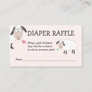Tarjeta De Recepción Oveja Cuta, Baby Shower, Raffle Pink Diaper