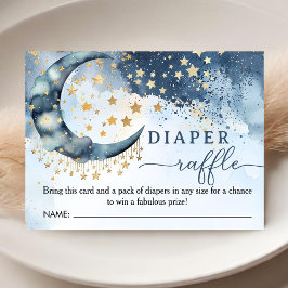 Tarjeta De Recepción Over The Moon Baby Shower Boy Blue Diaper Raffle 