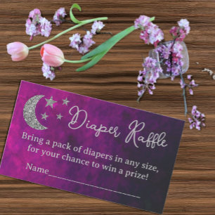 Tarjeta De Recepción Over The Moon Baby Shower Diaper Raffle